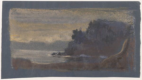 Blue Landscape, Arthur B. Davies (American, Utica, New York 1862–1928 Florence), Pastel on dark blue wove paper, American 
