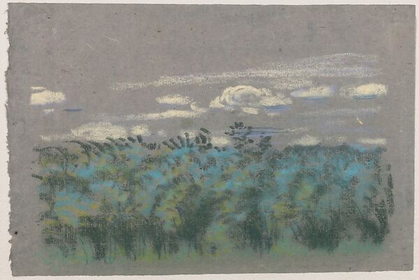 Blue Thicket, Arthur B. Davies (American, Utica, New York 1862–1928 Florence), Pastel on gray paper, American 