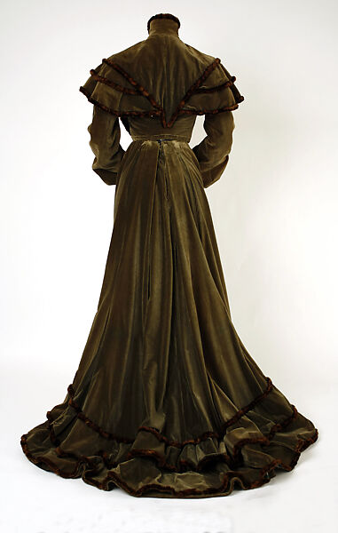 Dress, silk, fur, American