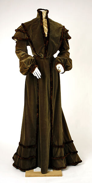 Dress, silk, fur, American 