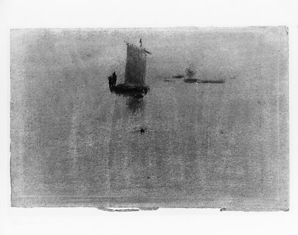 Boats at Evening, Arthur B. Davies (American, Utica, New York 1862–1928 Florence), Pastel on light tan wove paper, American