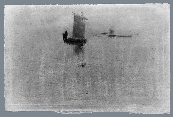 Boats at Evening, Arthur B. Davies (American, Utica, New York 1862–1928 Florence), Pastel on light tan wove paper, American