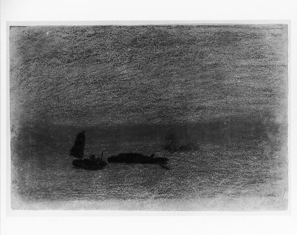 Boats at Night, Arthur B. Davies (American, Utica, New York 1862–1928 Florence), Pastel on brown wove paper, American