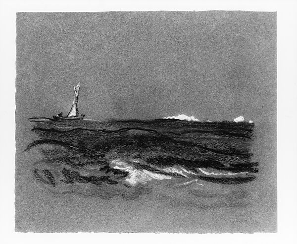 The Bright Blue Ocean, Arthur B. Davies (American, Utica, New York 1862–1928 Florence), Pastel on dark gray wove paper, American