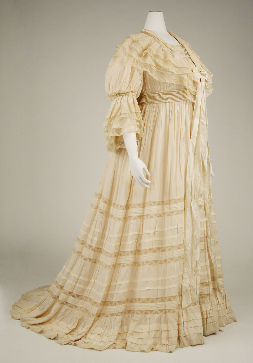Morning dress, silk, cotton, American or European