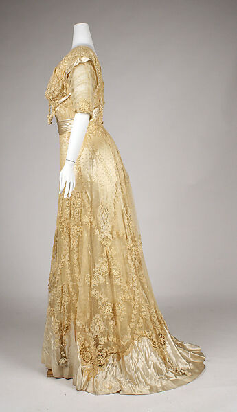 Ball gown, cotton, linen, silk, American