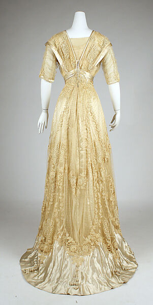 Ball gown, cotton, linen, silk, American