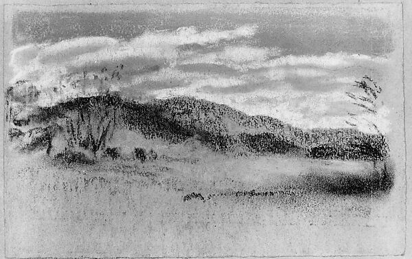 Dry Landscape, Arthur B. Davies (American, Utica, New York 1862–1928 Florence), Pastel on pale orange wove paper, American 