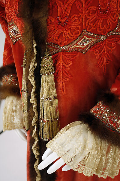 Evening coat, silk, glass, metal, American