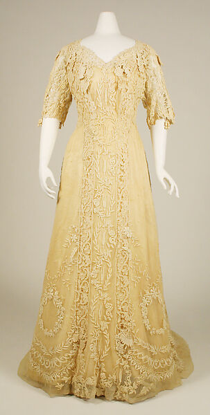 Afternoon dress, silk, cotton, American 