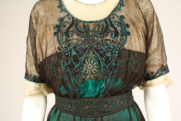 Dress, silk, cotton, American