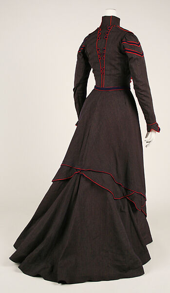 Walking dress, (a, b) M. A. Robb, wool, French
