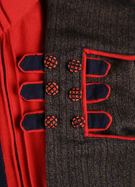 Walking dress, (a, b) M. A. Robb, wool, French