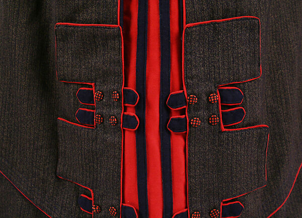 Walking dress, (a, b) M. A. Robb, wool, French