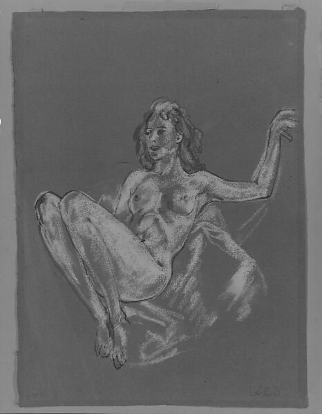 Girl, Arthur B. Davies (American, Utica, New York 1862–1928 Florence), Pastel on brown paper, American