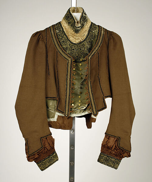 Promenade ensemble, wool, silk, French