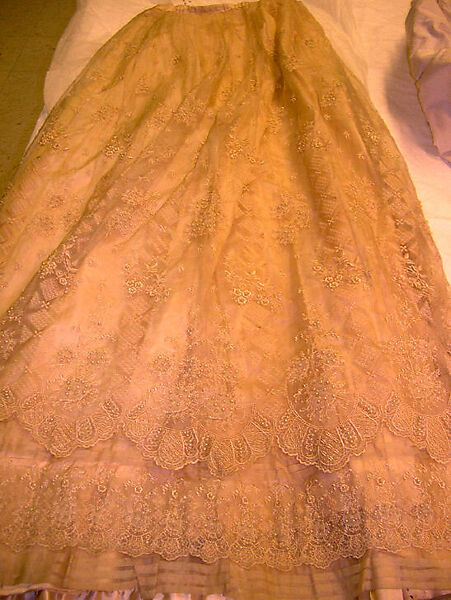 Wedding dress, silk, wool, American