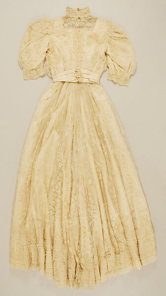 Wedding dress, silk, wool, American