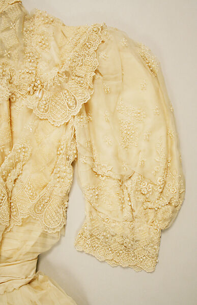 Wedding dress, silk, wool, American