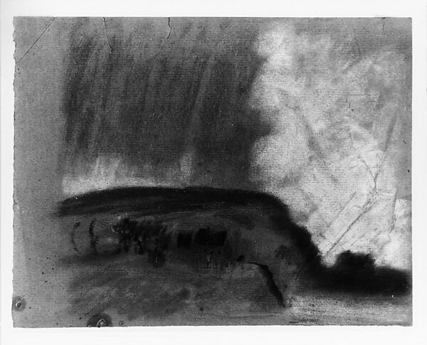 House on Hillside, Arthur B. Davies (American, Utica, New York 1862–1928 Florence), Pastel on dark gray-green paper, American