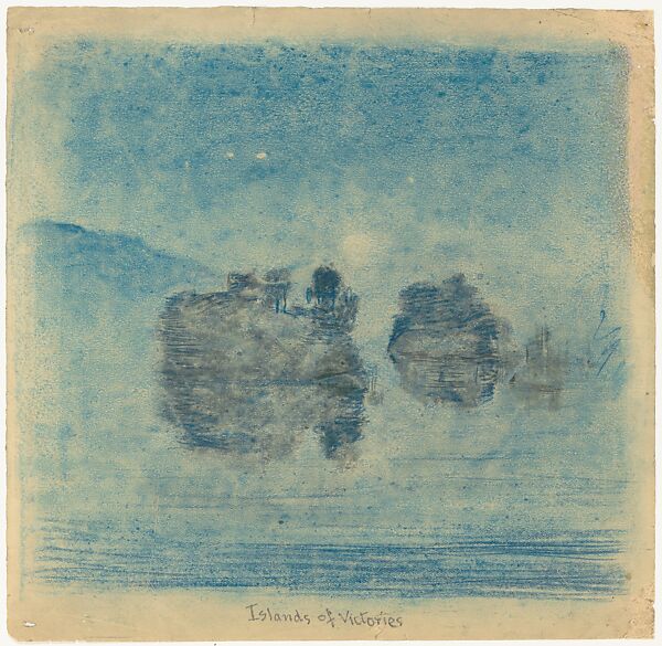 Islands of Victories, Arthur B. Davies (American, Utica, New York 1862–1928 Florence), Pastel, blue wax containing crayon, and charcoal on paper, American 