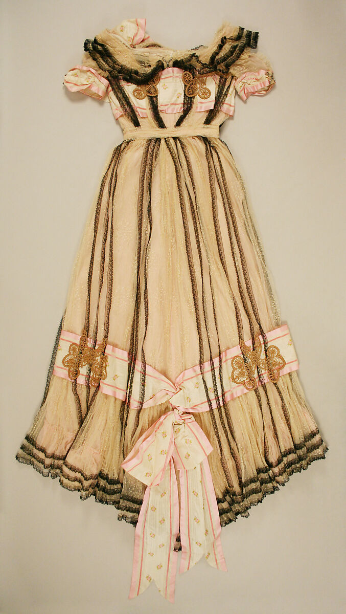 Evening dress, silk, cotton, French