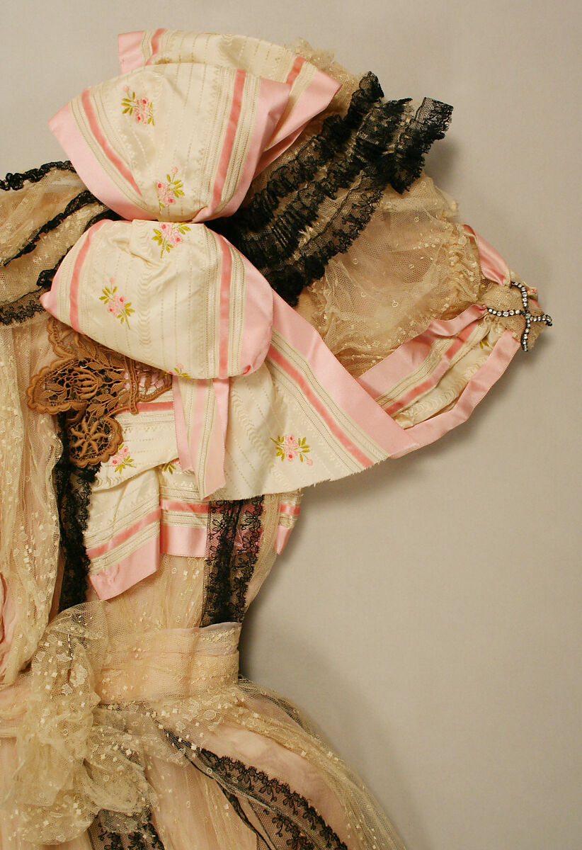 Evening dress, silk, cotton, French