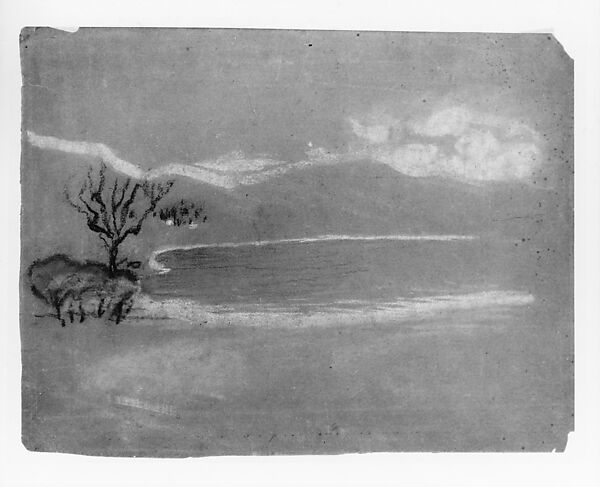 The Lake, Arthur B. Davies (American, Utica, New York 1862–1928 Florence), Pastel on brown wove paper, American