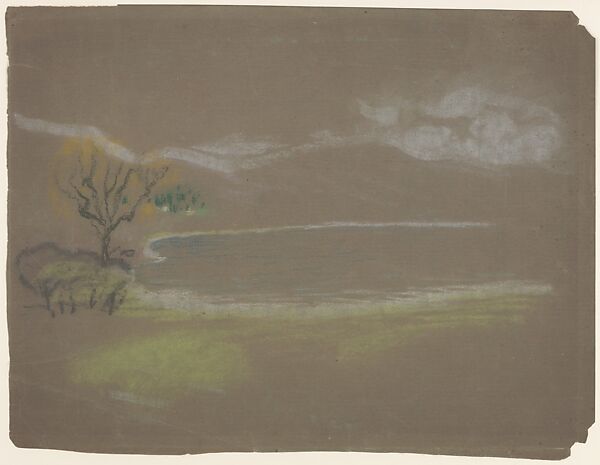 The Lake, Arthur B. Davies (American, Utica, New York 1862–1928 Florence), Pastel on brown wove paper, American 