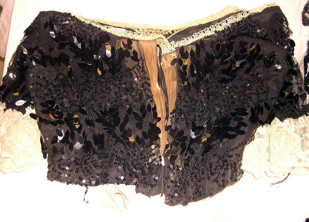 Evening dress, Henriette Favre, silk, cotton, celluloid, French