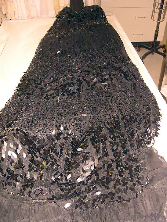 Evening dress, Henriette Favre, silk, cotton, celluloid, French