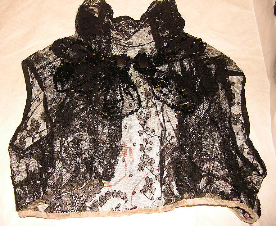 Evening dress, Henriette Favre, silk, cotton, celluloid, French