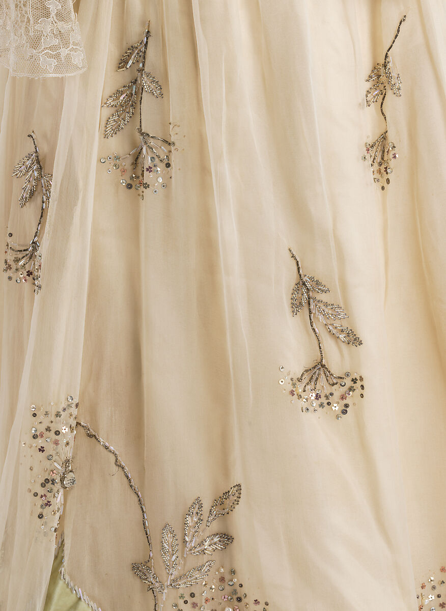 Evening dress, Lucie Monnay (American, born Switzerland, 1861), silk, glass, metallic thread, American