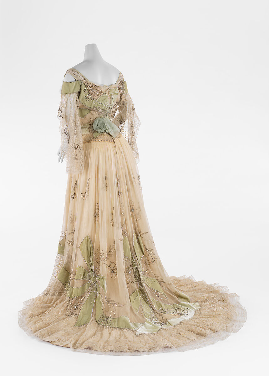 Evening dress, Lucie Monnay (American, born Switzerland, 1861), silk, glass, metallic thread, American