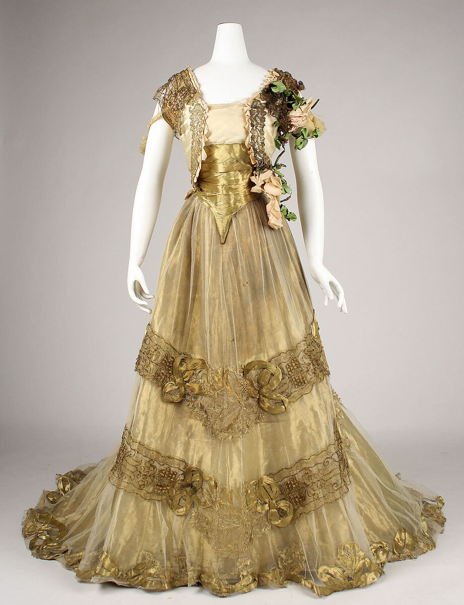 Ball gown, Driscoll (American, founded ca. 1864), silk, metallic thread, glass, American 