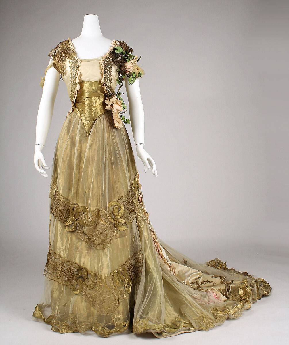 Ball gown, Driscoll (American, founded ca. 1864), silk, metallic thread, glass, American