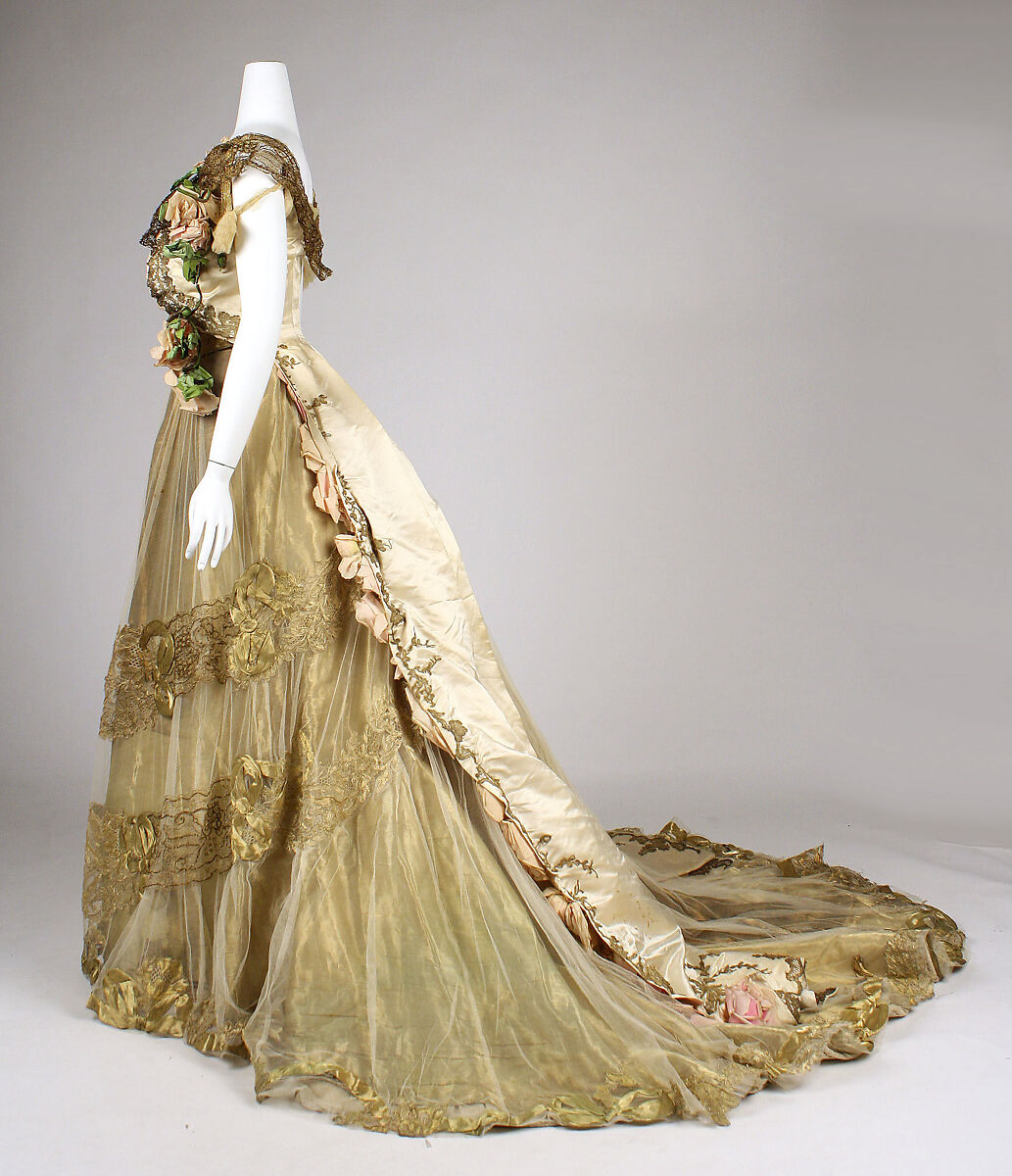 Ball gown, Driscoll (American, founded ca. 1864), silk, metallic thread, glass, American