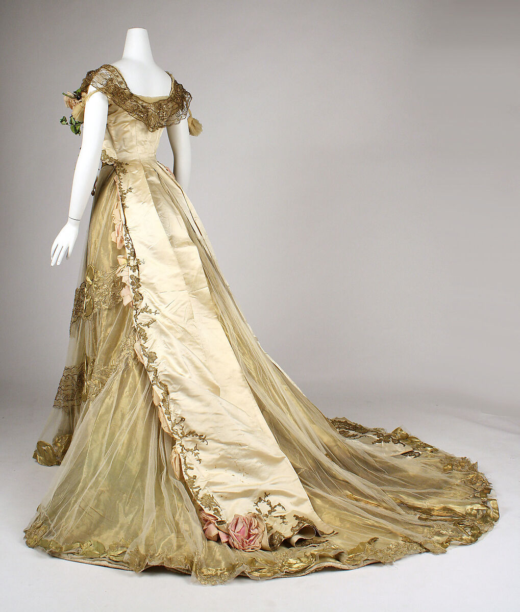 Ball gown, Driscoll (American, founded ca. 1864), silk, metallic thread, glass, American