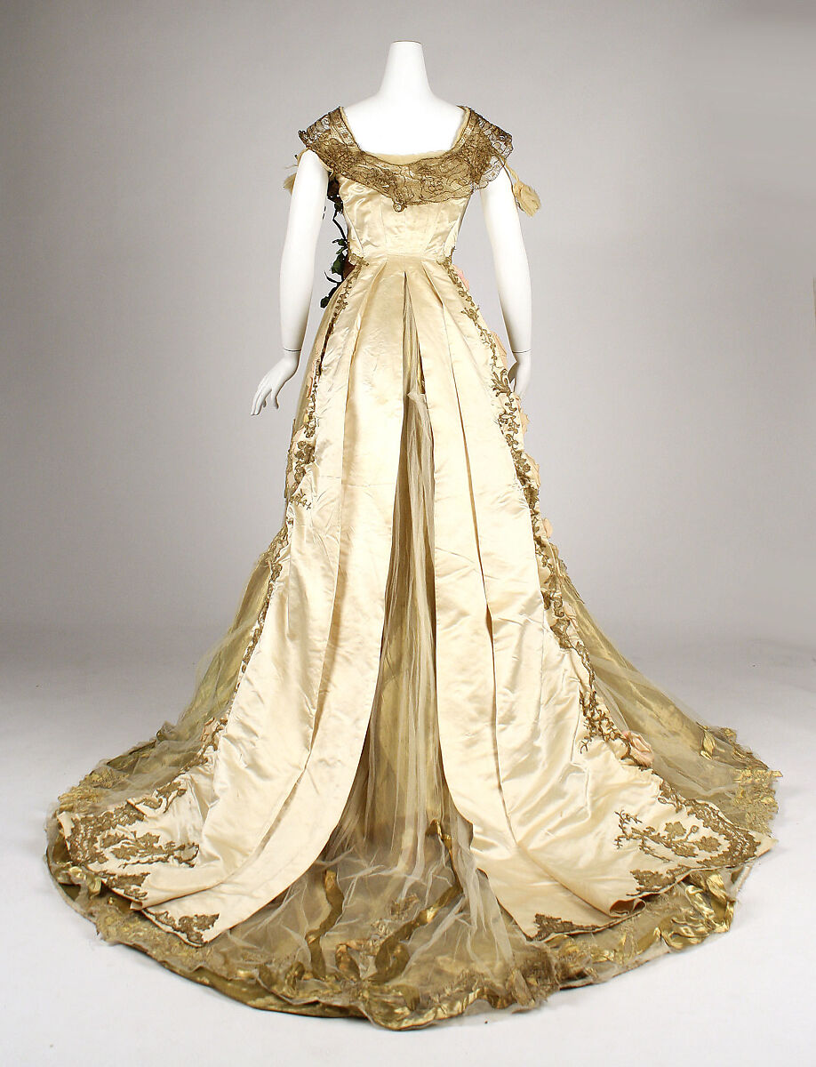 Ball gown, Driscoll (American, founded ca. 1864), silk, metallic thread, glass, American