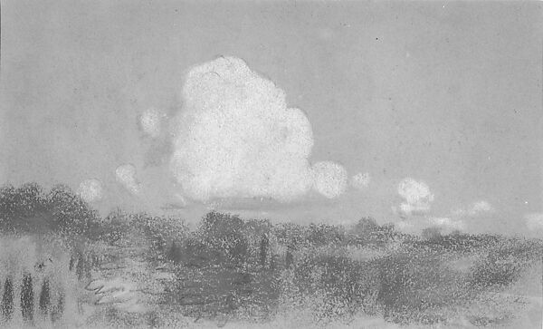 Landscape with Clouds, Arthur B. Davies (American, Utica, New York 1862–1928 Florence), Pastel and black chalk on green-gray wove paper, American