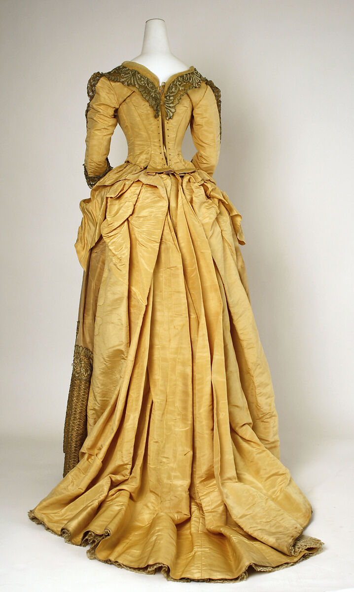 Dress, Catherine Donovan (American (born Ireland), 1826 (?)–1906), silk, metallic thread, cotton, American
