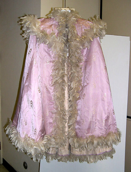 Opera cape, silk, feathers, British