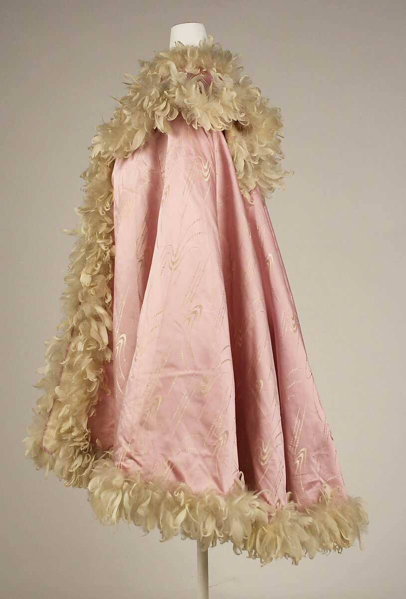 Opera cape, silk, feathers, British