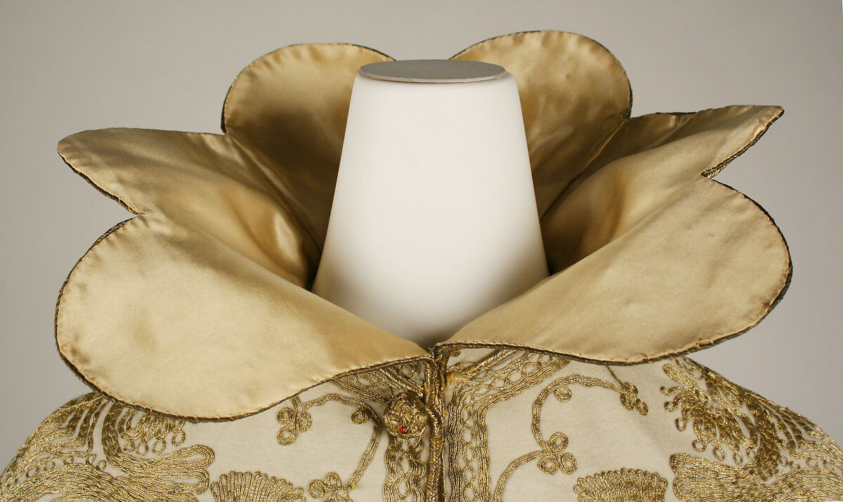 Evening cape, wool, silk, metallic, probably French