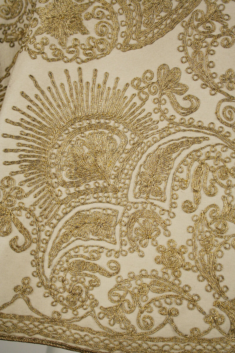 Evening cape, wool, silk, metallic, probably French