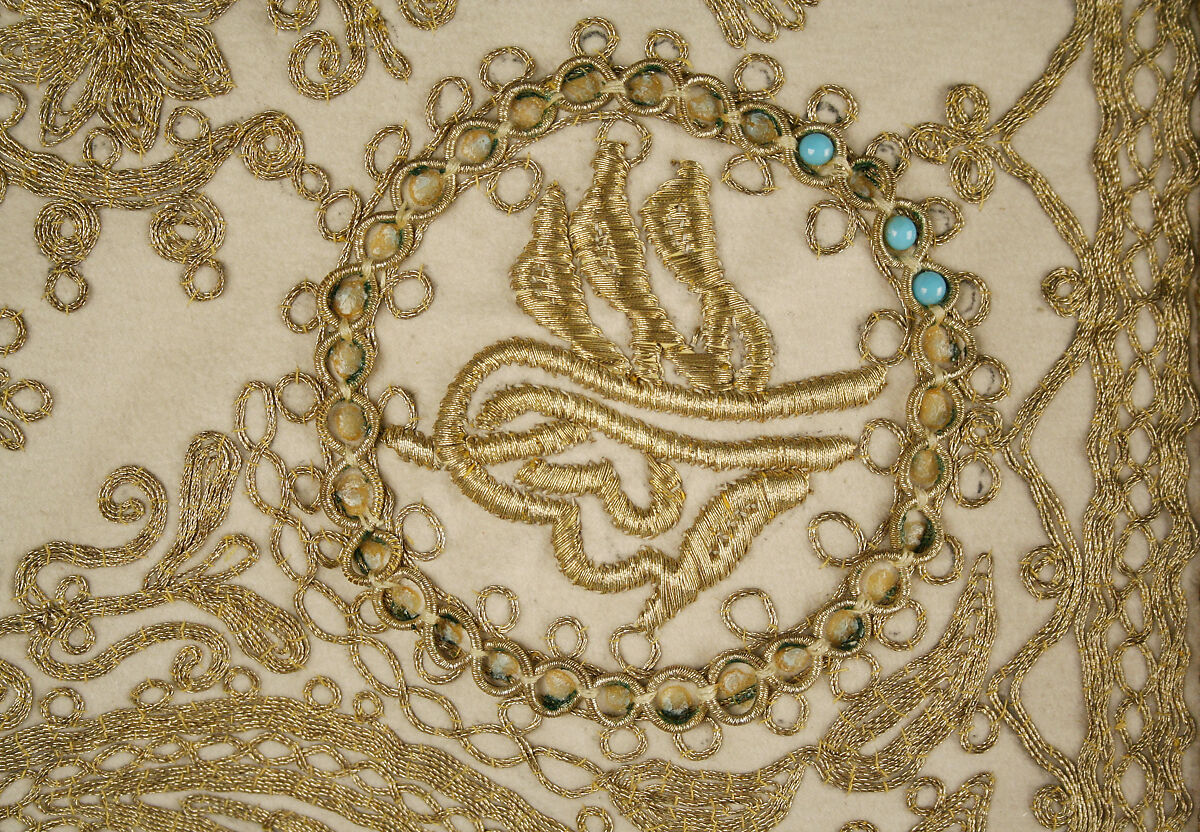 Evening cape, wool, silk, metallic, probably French