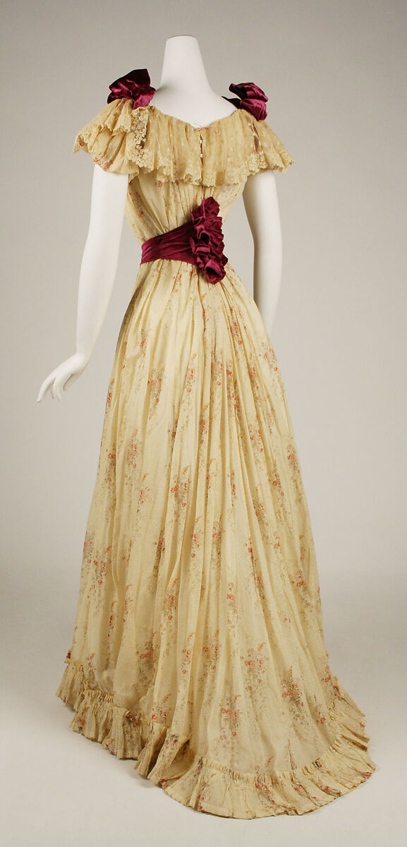 Dress, cotton, silk, American