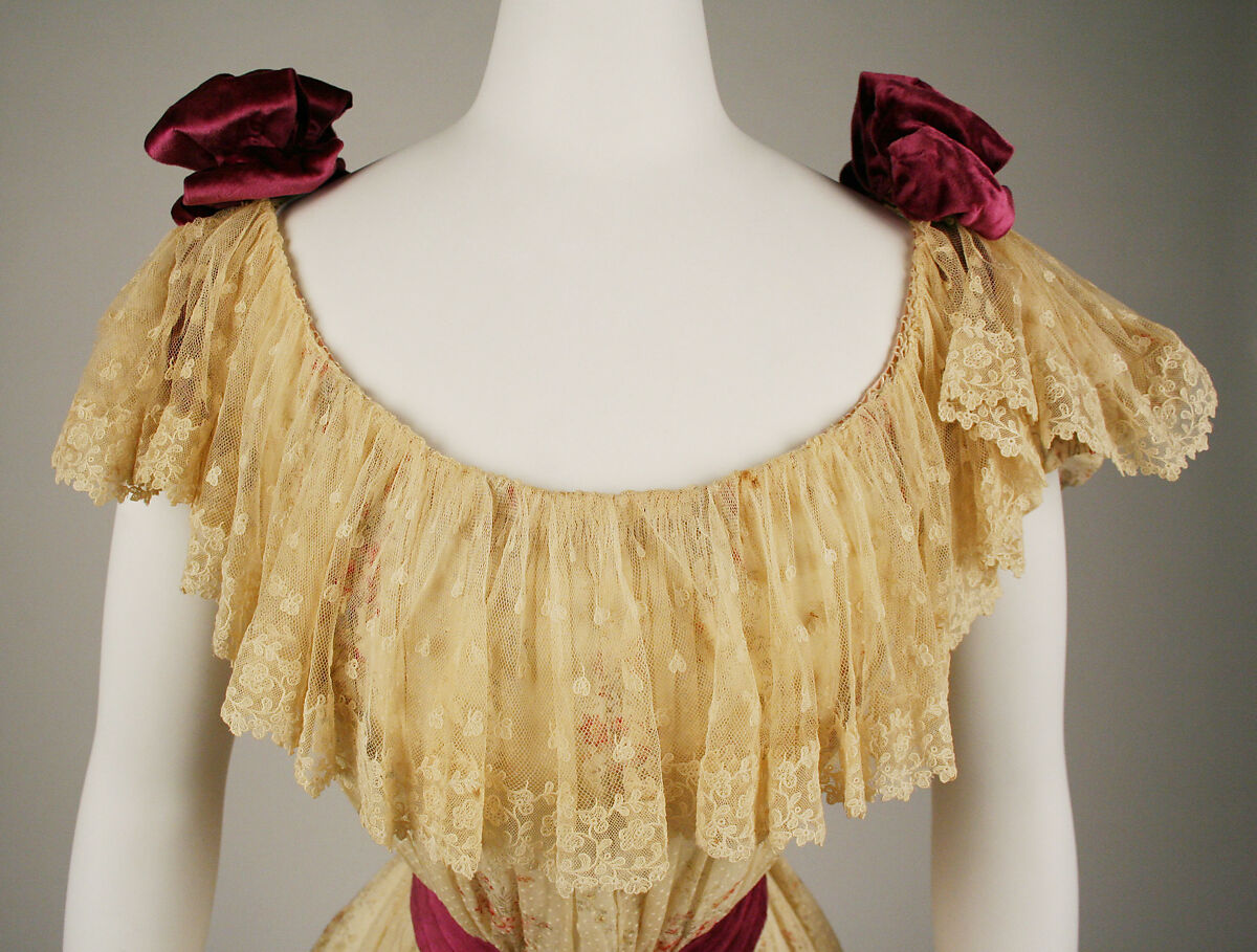 Dress, cotton, silk, American