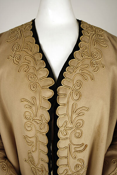 Coat, wool, silk, probably American