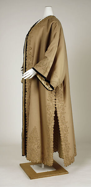 Coat, wool, silk, probably American